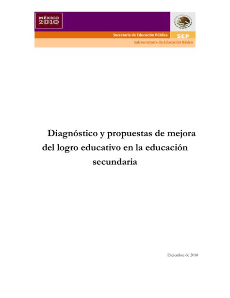 Diagn Stico Recomendaciones Para Secundaria