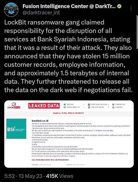 Ransomware Lockbit 3 0 Klaim Lumpuhkan BSI Dan Curi Data Pengguna KASKUS