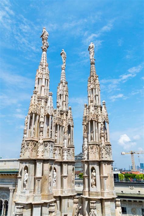 Sculptures on the Roof of Duomo Di Milano in Milan. Stock Photo - Image ...