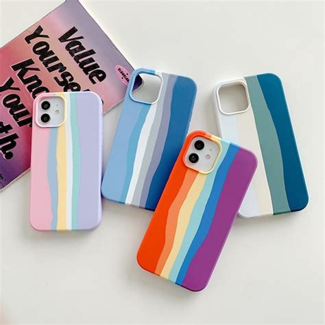 Rainbow Silicon Case Iphone 6 6s Plus Rainbow Case Iphone 7 8 Etsy