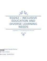 Ed Assignment Docx Ed Inclusive Education And Diverse