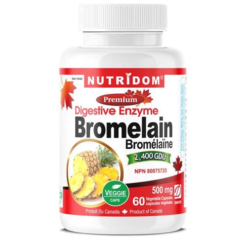 Nutridom Bromelain 2400 Gdu 500mg 60 Veggie Capsules