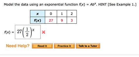 Solved Model The Data Using An Exponential Function F X Chegg