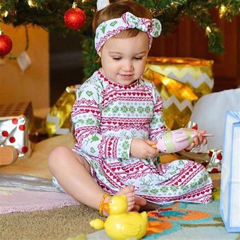 infant Baby Girls Christmas Dress Kids Santa long sleeve Dresses Autumn ...