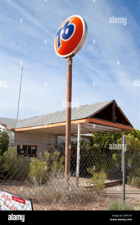 Abandoned Union 76 gas station on Route 66 near Valentine, Arizona ...