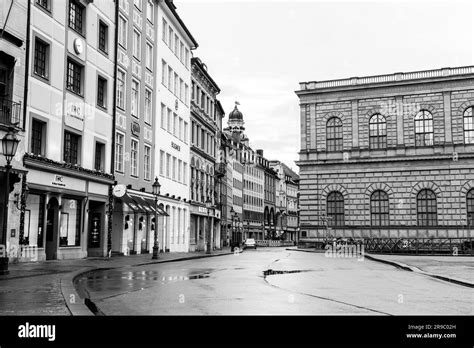 Munich Germany DEC 25 2021 Buildings At The Max Joseph Square In