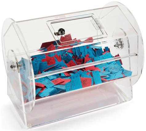 16 Raffle Ticket Drum Acrylic With Locking Door Post Up Stand