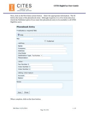 Fillable Online Cites Illinois CITES RightFax User Guide Campus