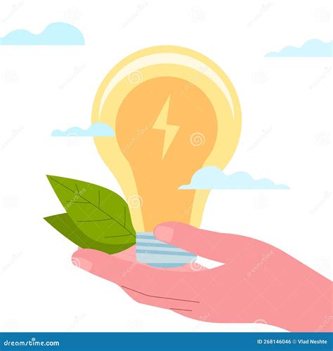 The Hand Holds A Light Bulb And Leaves Green Energy Caring For The