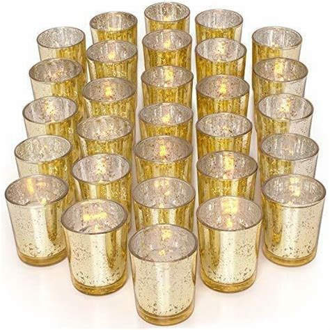 Letine Gold Votive Candle Holders Set Of 36 Speckled Mercury Gold