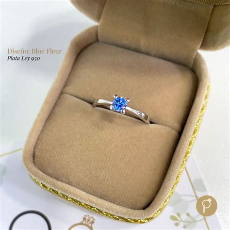 Anillo De Promesa En Plata Blue Fleur Platino Per Joyer A