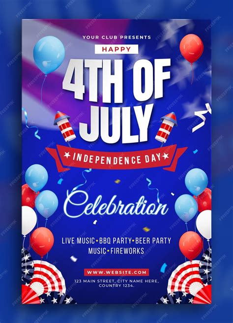 Premium Psd American Independence Day Celebration Poster Template