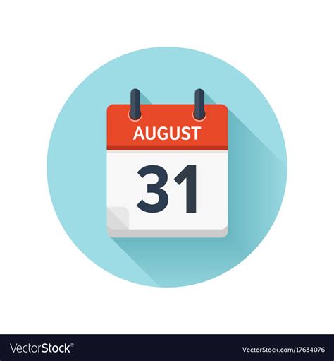 August 31 flat daily calendar icon date Royalty Free Vector