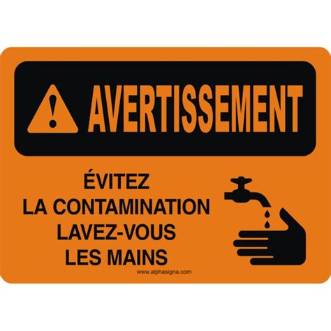 Affiche de sécurité AVERTISSEMENT Évitez la contamination lavez vous