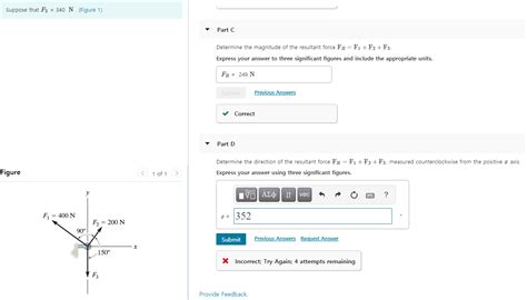 Solved Suppose That F3 340 N Figure 1 Part C Determine