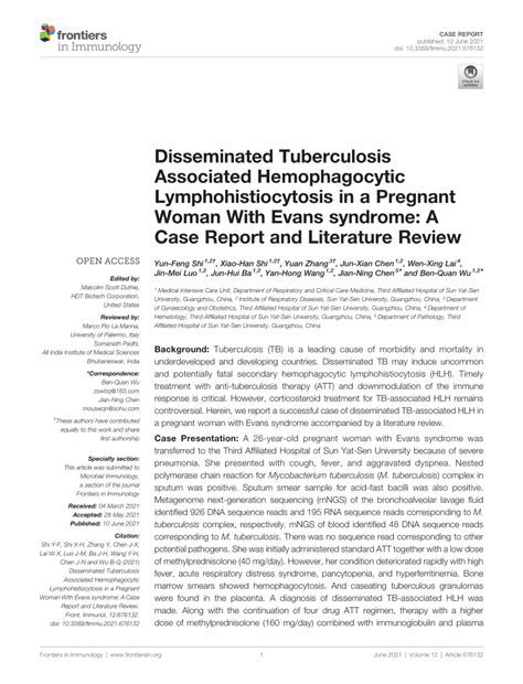 Pdf Disseminated Tuberculosis Associated Hemophagocytic