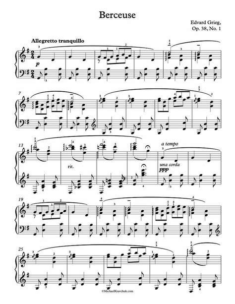 Free Piano Sheet Music Lyric Pieces Book II Op 38 No 1 Grieg