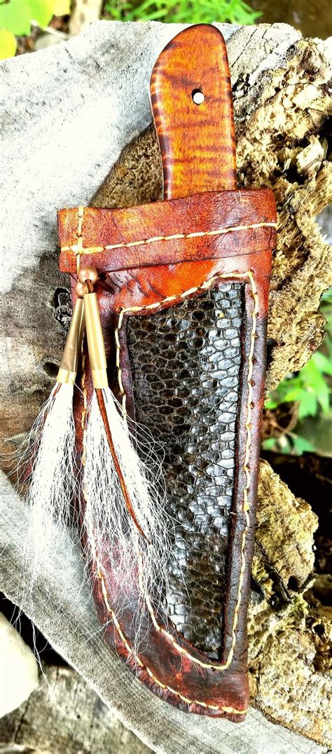 Curly Maple Belt Knife With Beaver Tail Insert Sheath By Alex Campbell