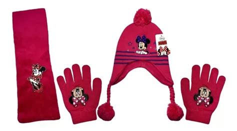 Kit Inverno Infantil Minnie Disney Touca Luvas Cachecol