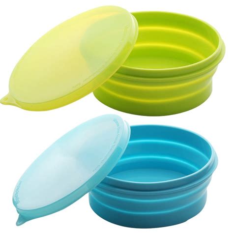 Mefan Silicone Collapsible Bowls Silicone Folding Travel Bowl With Lids Expandable Food