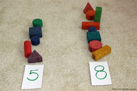 More Or Less A Simple Preschool Math Game With Blocks Hands On