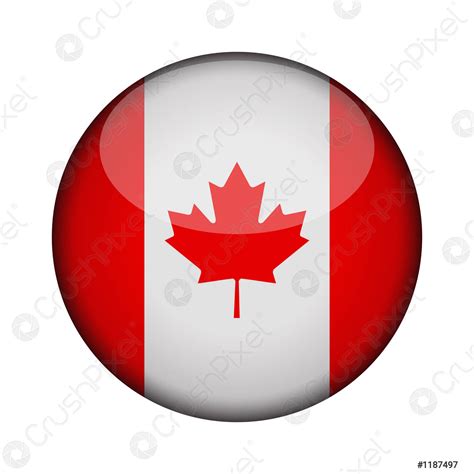 Canada Flag in glossy round button of icon canada emblem - stock vector ...