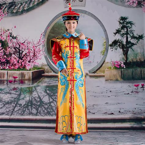 Qing Dynasty Queen And Empress Robe Dress For Women Traditional Chinese Lioness Clothing For