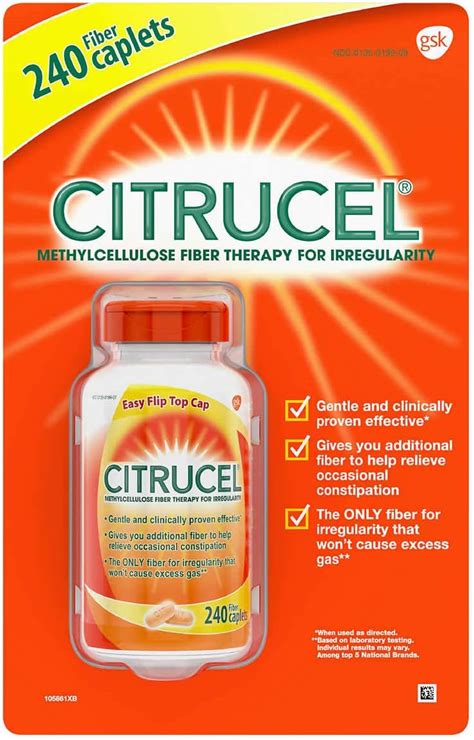 Citrucel Wsmartfiber Methylcellulose Fiber Therapy Caplets