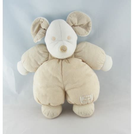 Doudou Souris Beige Vichy Tartine Et Chocolat