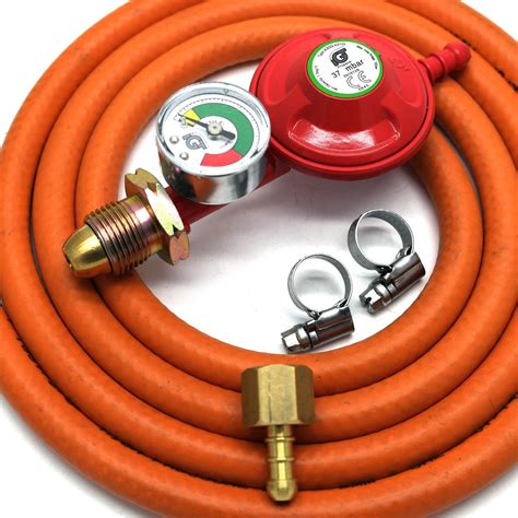 Igt Propane Gas Regulator With Gauge Replacement Hose Kit For Uk