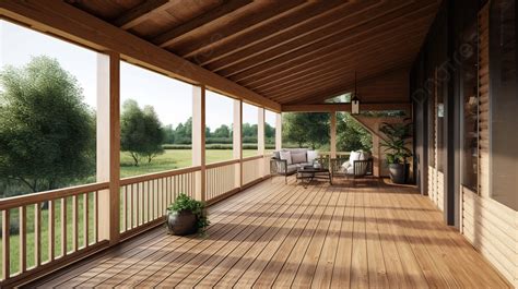 Wooded Porch On Ranch Home Background Covered Deck Picture Background