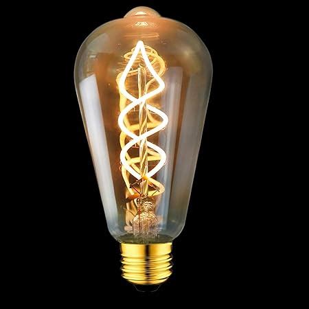 Fasuty Vintage Edison Light Bulb Dimmable St Spiral Flexible Led