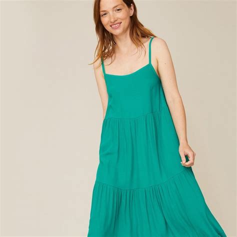 Robe Longue Fines Bretelles Unie Chlorophyle Monoprix La Redoute