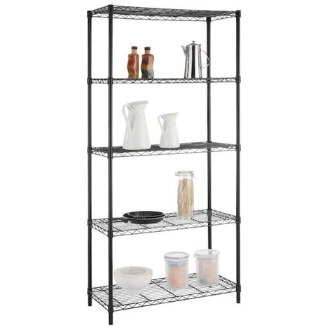 HDX 5 Tier Steel Wire Shelving Unit In Black 36 In W X 72 In H X 16