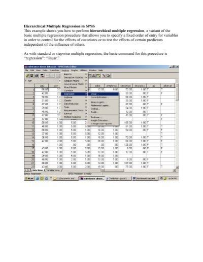 Hierarchical Multiple Regression In Spss This Example Shows You