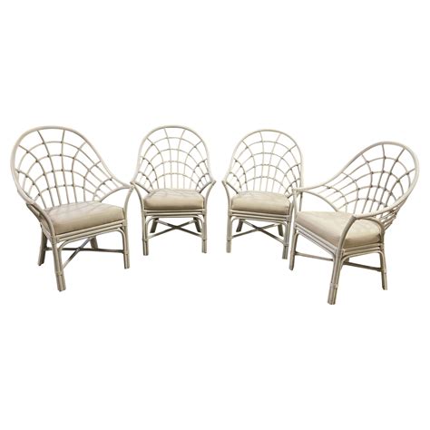 Pencil Reed Rattan High Back Dining Chairs Set Of At Stdibs