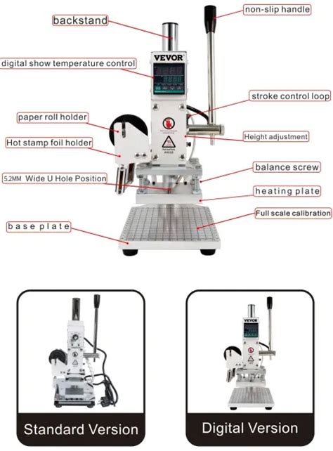 VEVOR 8x10cm Hot Foil Stamping Machine Leather Embossing Machine