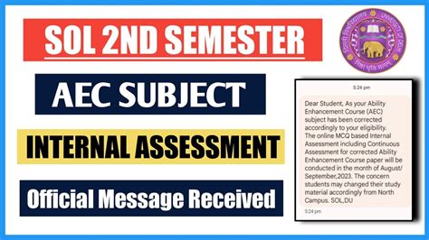 SOL Second Semester AEC Subject Internal Assessment 2023 II Official