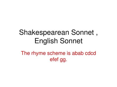 Ppt Shakespearean Sonnet English Sonnet Powerpoint Presentation