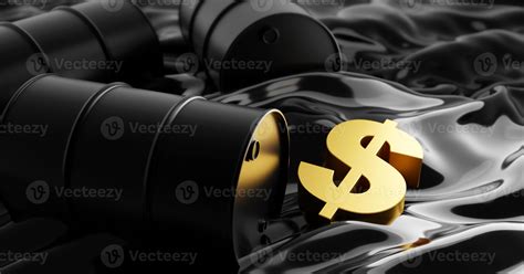 Oil Barrels And Gold Dollar Sign On Crude Oil 3d Render 8370019 Stock