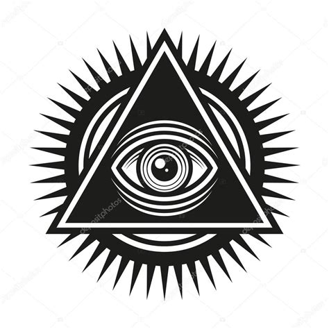 Masonic Symbol. All Seeing Eye Inside Pyramid Triangle Icon. Vector ...