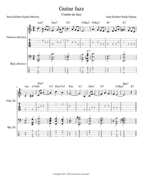 Guitar Jazz Sheet Music For Guitar Bass Solo