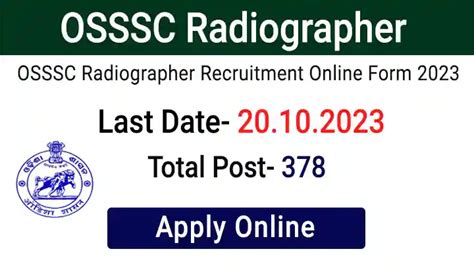 Osssc Radiographer Recruitment 2023 Apply Online Salary