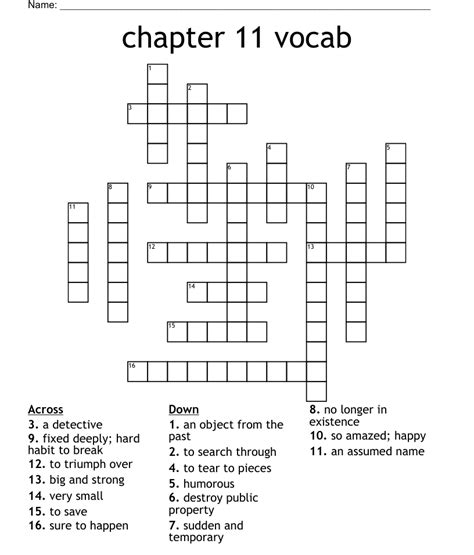 Chapter 11 Vocab Crossword Wordmint