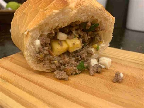 Receita fácil de sanduiche de carne moída queijo Buraco Quente