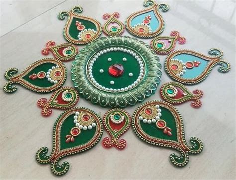 Peacock Inch Green Acrylic Rangoli For Decoration Packaging Type