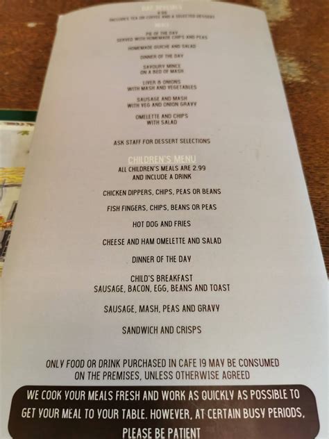 Menu At Cafe 19 Wakefield 7 Cross Square