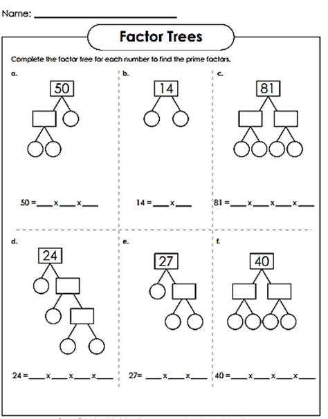 √ 20 Math Aids Factors Worksheets