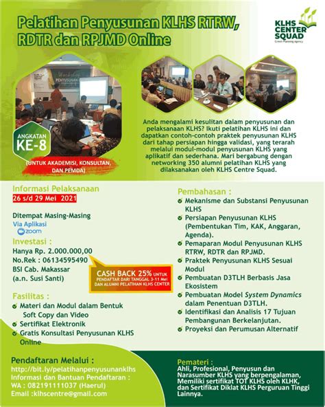 Pelatihan Penyusunan Klhs Rtrw Rdtr Dan Rpjmd Online Angkatan Ke