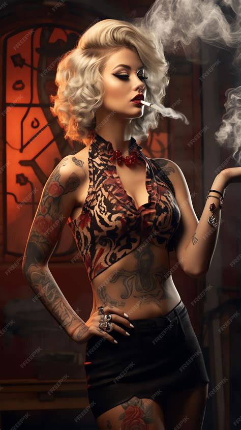 Premium Photo | A woman with tattoos and a cigarette